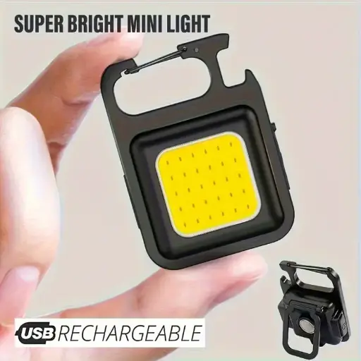 [37311] Mini COB LED Keychain Torch Rechargeable with Clip & Magnet