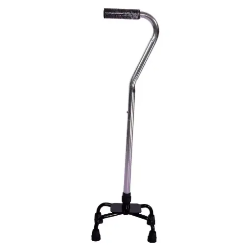[44981] Quadripod Walking Stick Metal 91cm Adjustable Height 4 Leg Black Base