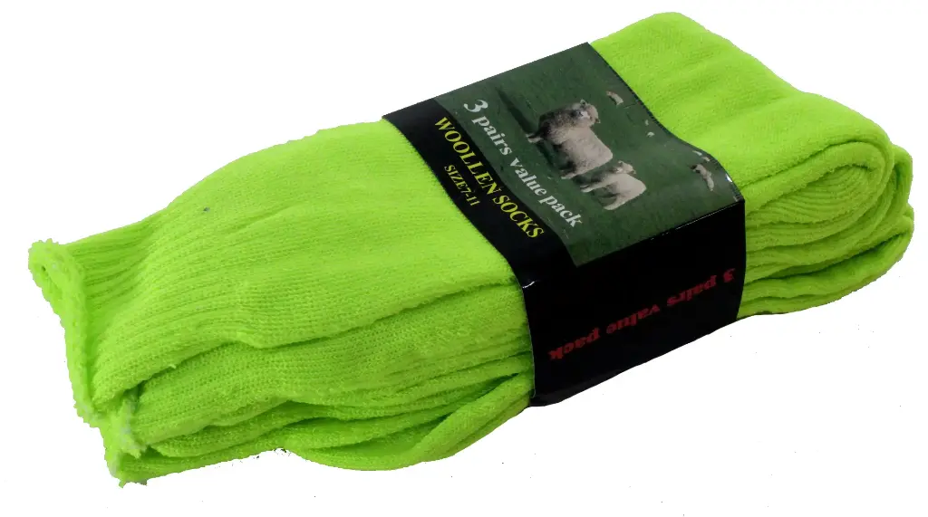  3 Pack Lime Polyester (not woollen socks) 90%polyster 10% elastane