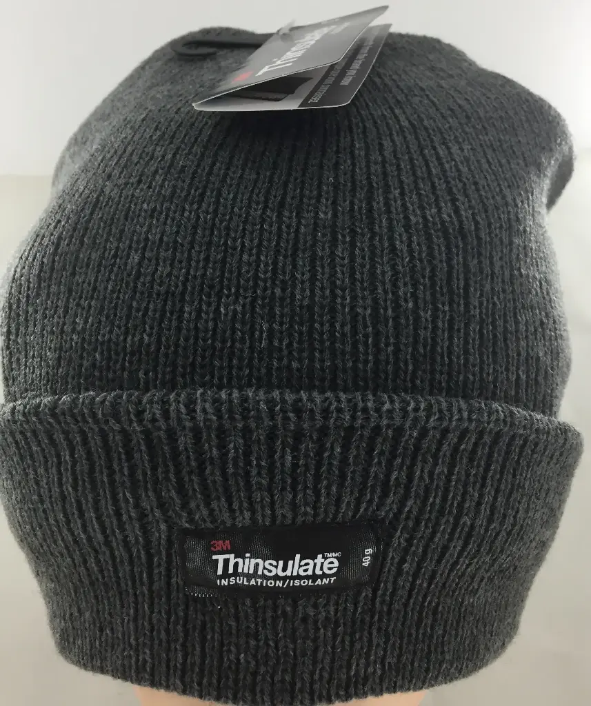  Acrylic Knit Beanie Charcoal Thinsulate Lined