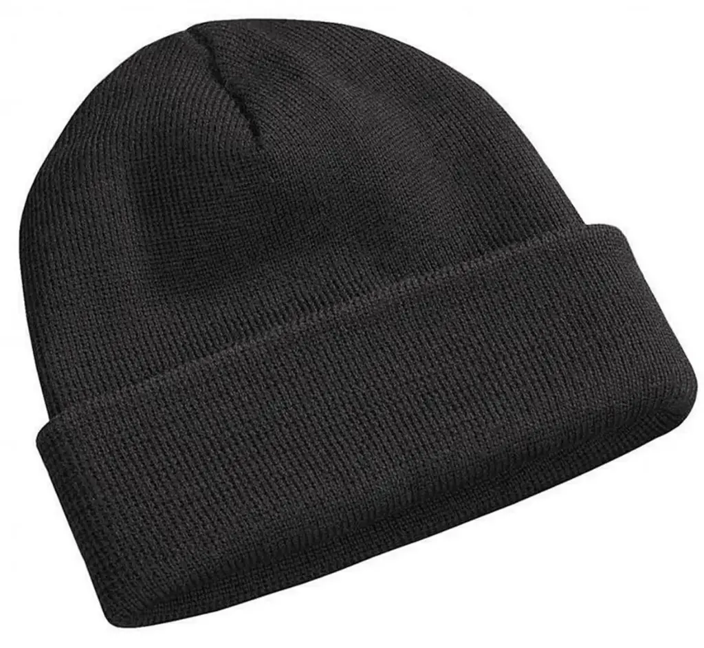  Wool Black Beanie 50/50 Wool/Acrylic