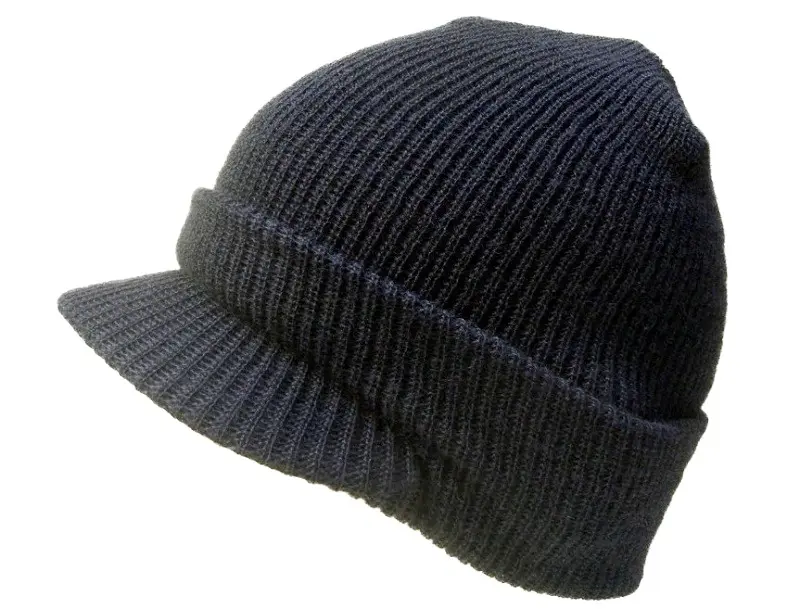  Radar Jeep Cap Beanie/Balaclava with Peak Acrylic Knit Black