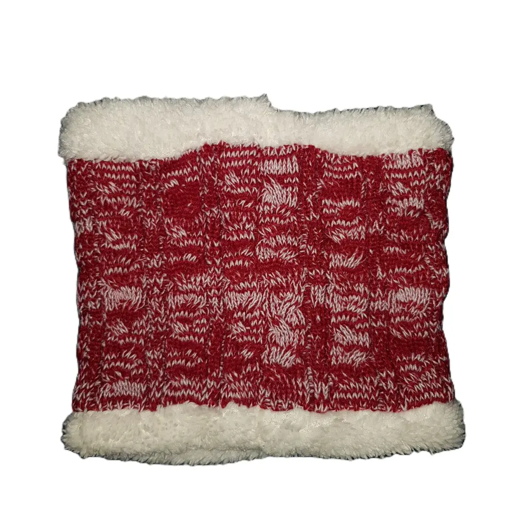  Neck Warmer Ladies Knitted Fur Lined Red