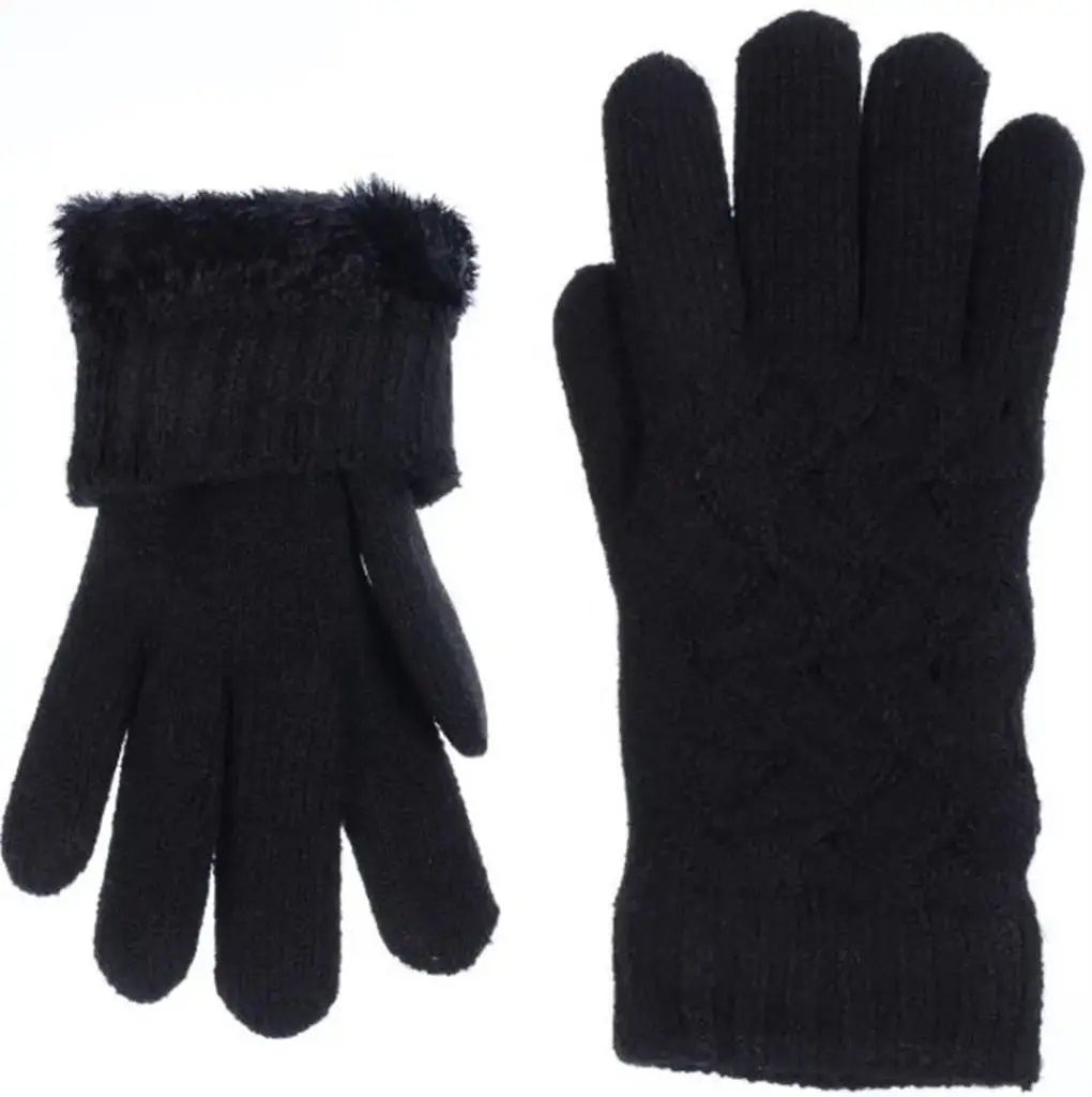  Knitted Glove Fleecy Lined Black