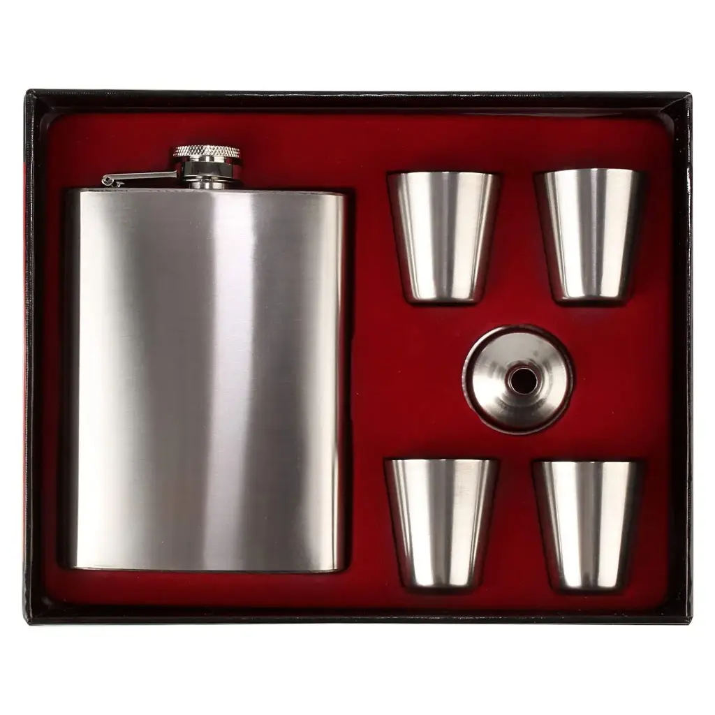  Hip Flask with 4 Shot Cups 8 oz