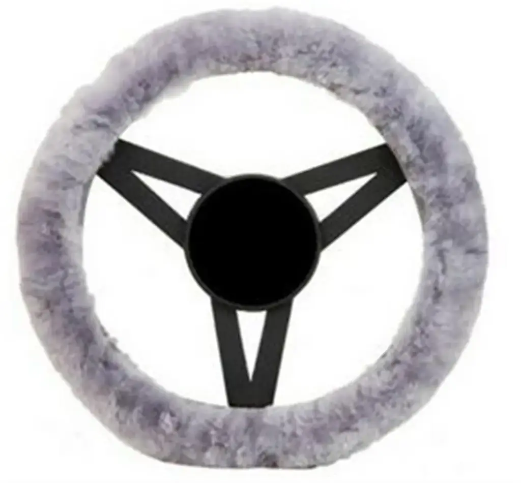  Wool Fleece Steering Wheel Cover Grey
