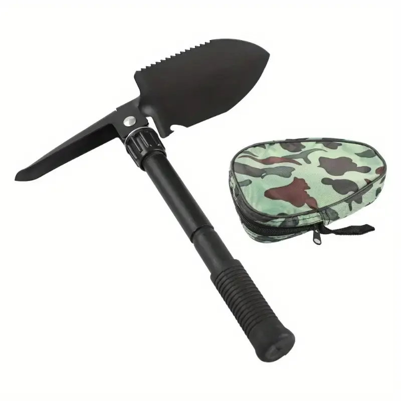  Mini Folding Shovel with Pointy Pick Steel with Camo Pouch