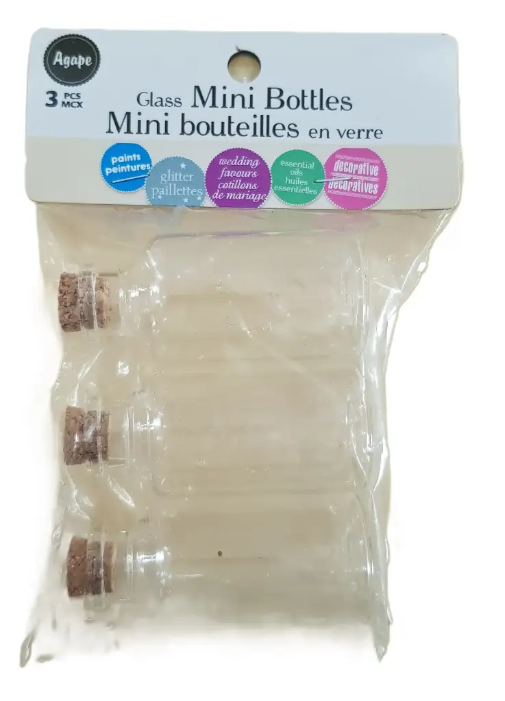  Mini Glass Vial Cork Stopper 3 pcs 50 ml 65x31mm