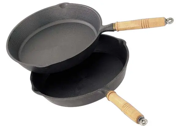  10.5" Round Cast Iron Frypan Wood Handle
