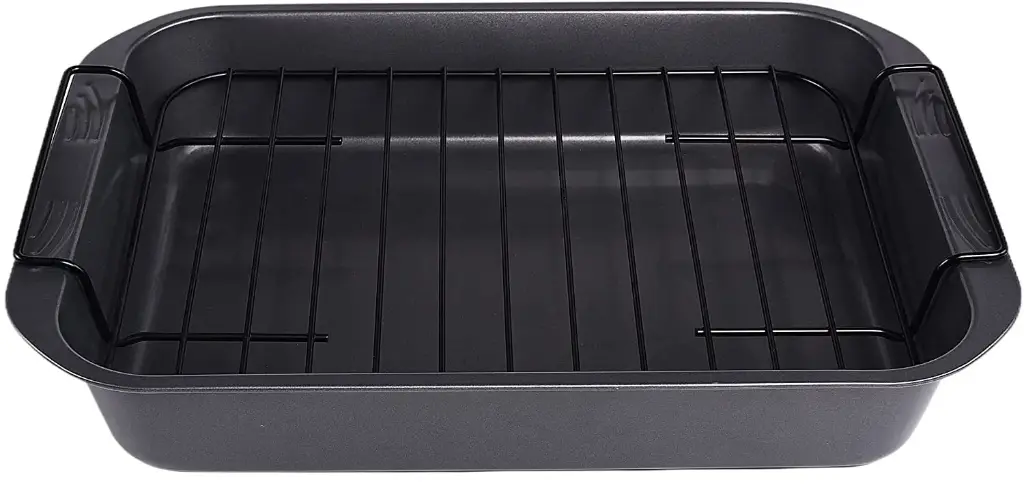  Baking Pan Tray Rectangle Mould with Rack 38x28x6.5cm