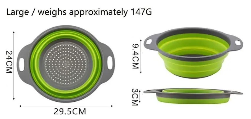 Round 25cm Collapsible Silicone Colander Strainer