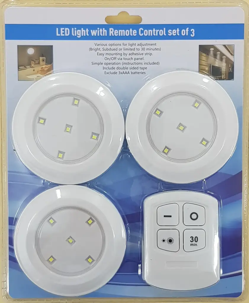  3 LED Light with Remote Control 3 pack