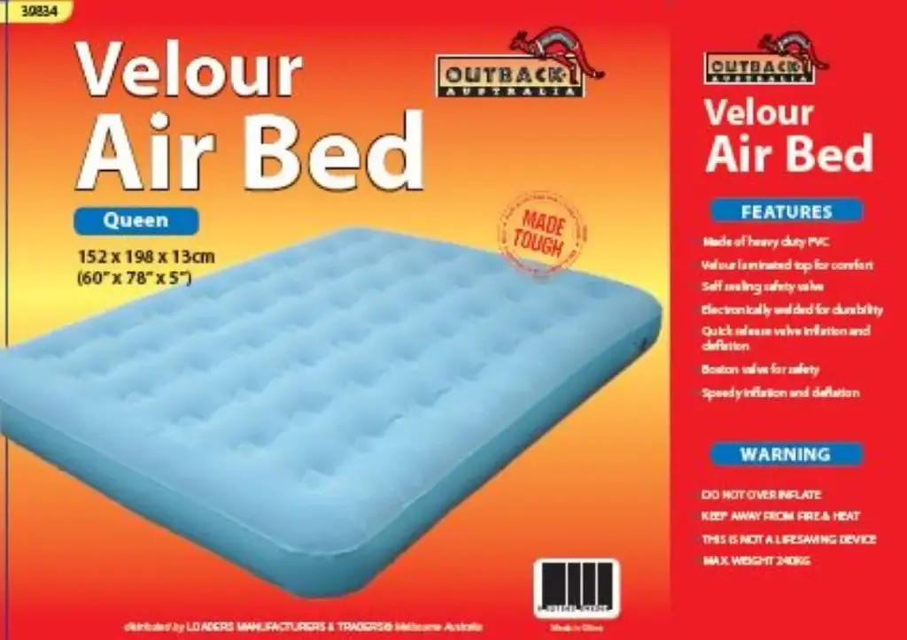  Velour Airbed, 60x78" Queen Box Pack