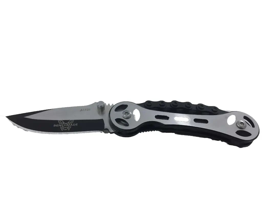  Benchmade Folding Silver Lock Knife Chain Link Handle Top 6cm Blade with Belt Clip
