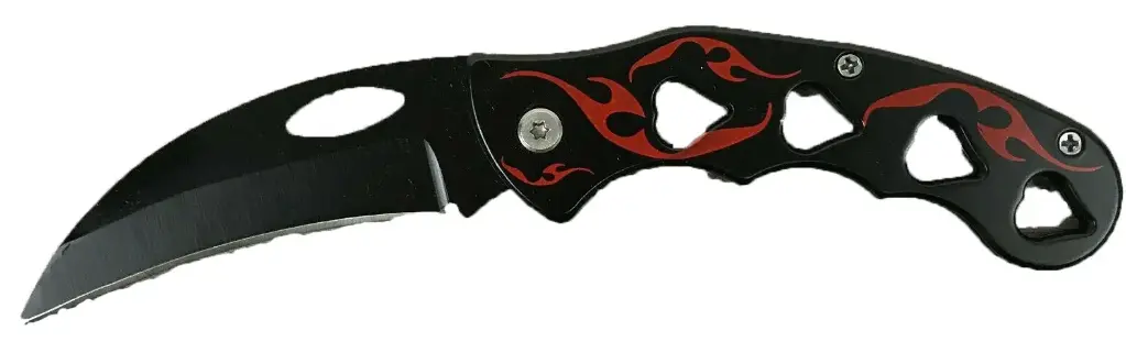  7cm Karambit Blade Folding Lock Knife Black Red