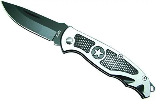  Folding Pocket Knife 6 cm Black Blade Star on Metal Handle