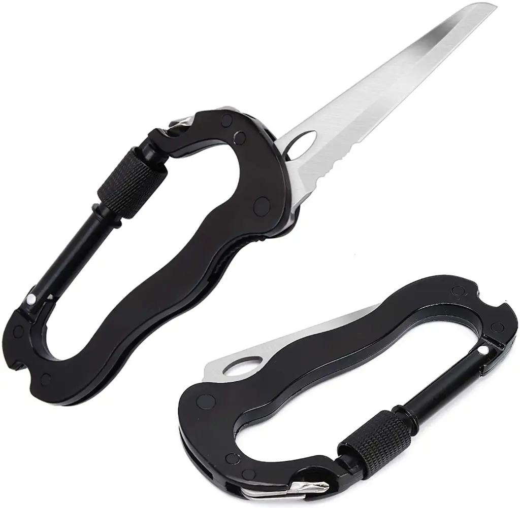  4-IN-1 Carabiner With Lock Knife & Screwdriver Assorted Colours
