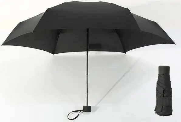  Mini Folding Umbrella Black 8 Rib 88cm 24cm Folded