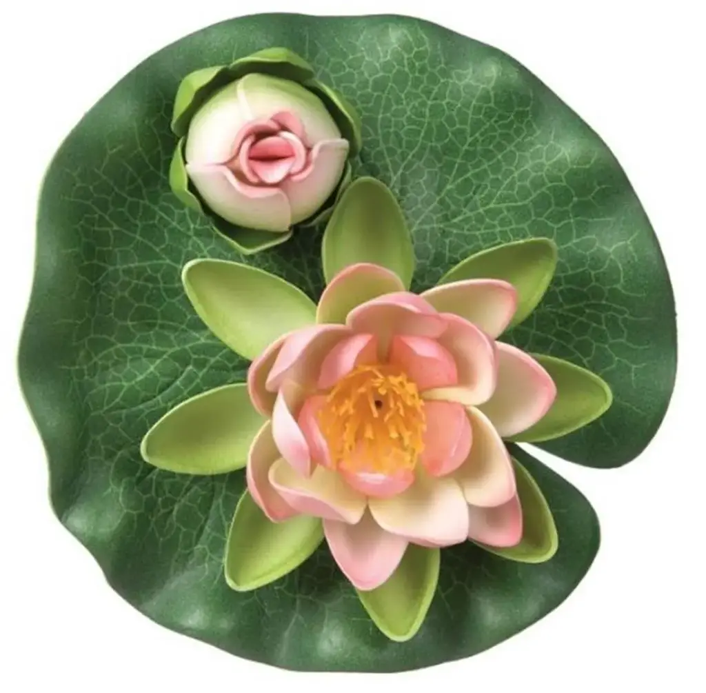 Flower Silk Polyester Floating Double Water Lily Pink 15cm