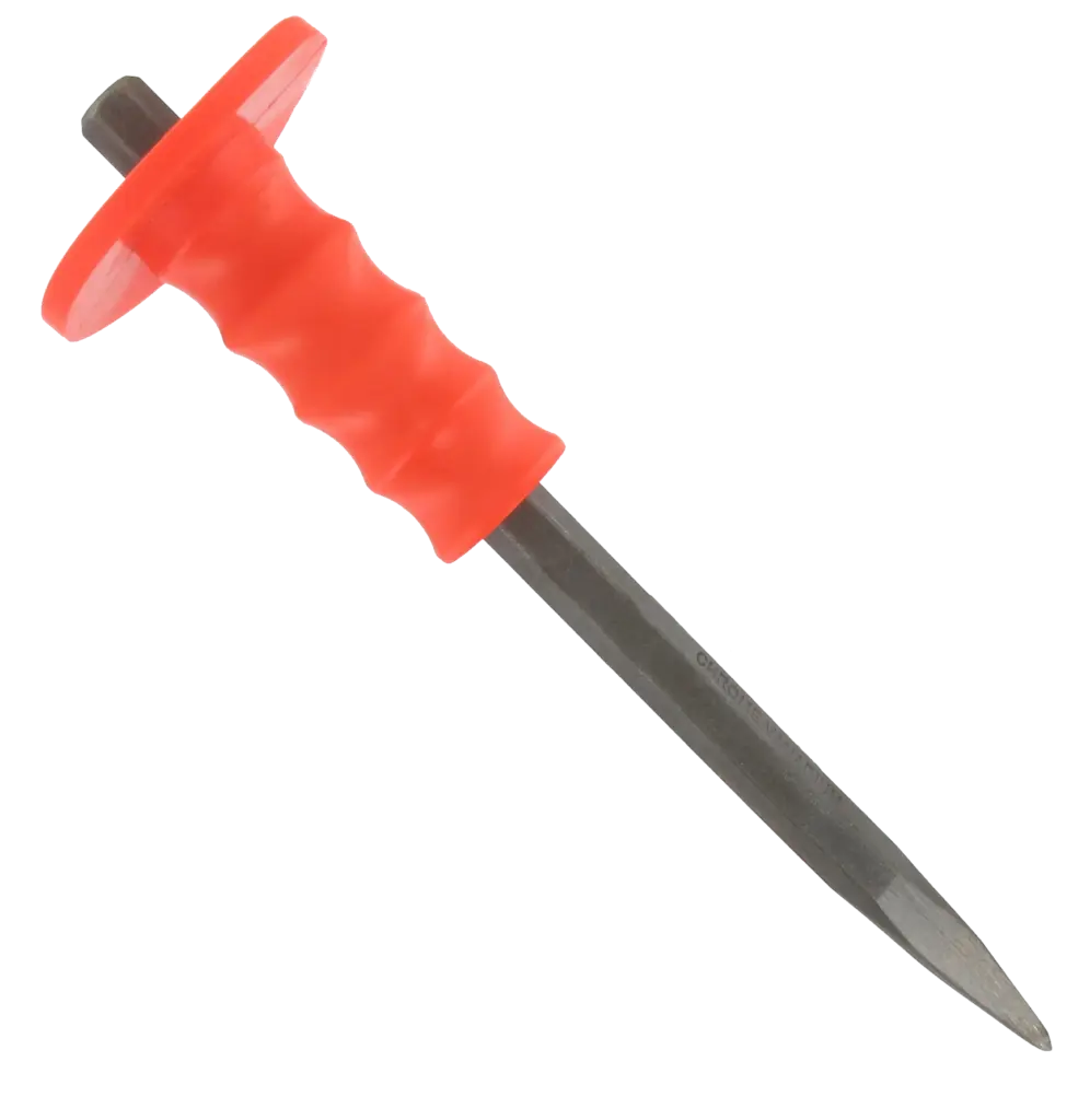 Pointy End 30cm Rock Stone Pick Chisel Rubber Hand Guard