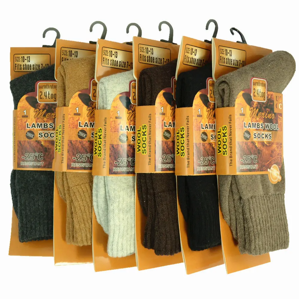 12 x Merino Lambs Wool Socks Asstd Cols 35%/Wool 33/Poly 30/Cotton 2/Elastane