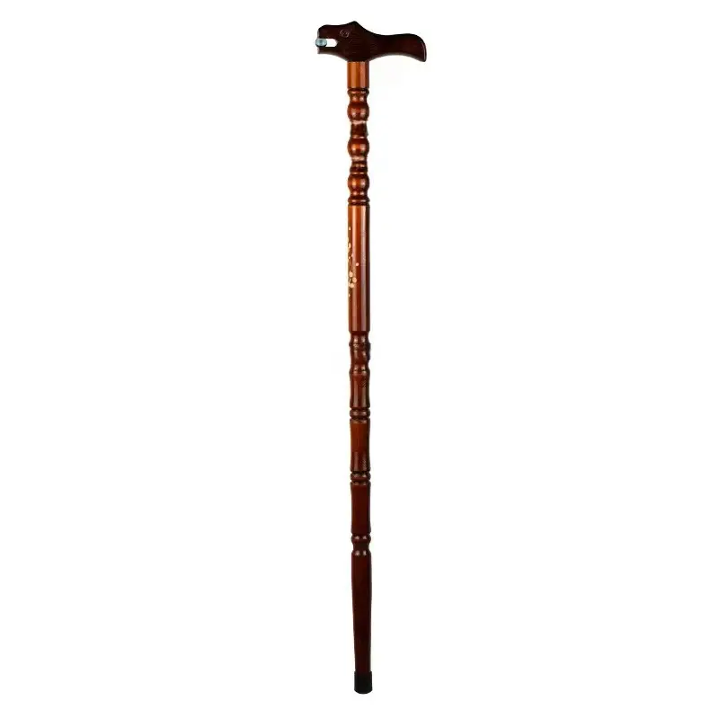 Wood Carved Folk Art Dragon Marble Mouth Walking Stick Cane Oriental Style Whale