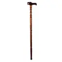 Wood Carved Folk Art Dragon Marble Mouth Walking Stick Cane Oriental Style Whale