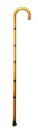 Wood Cane Crook Handle Walking Stick Light Colour with Black Stripe 90cm