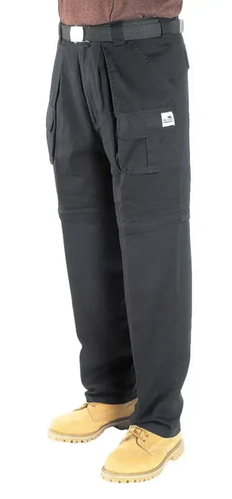 Kombo Cargo Pants Zip Off Leg Cotton Black