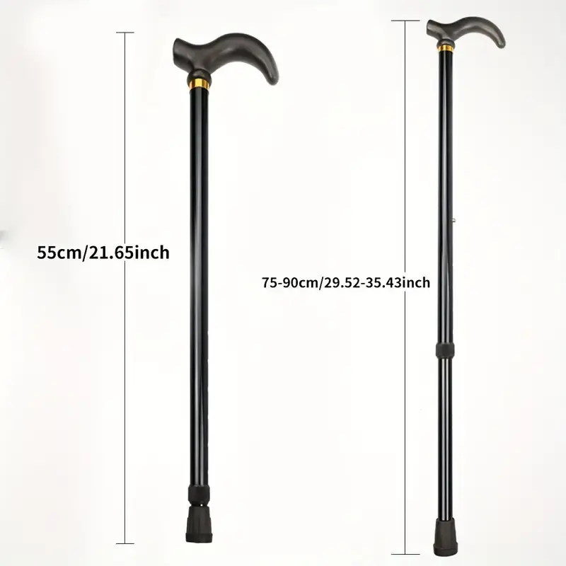 Walking Stick Telescopic Silver Metal T Handle