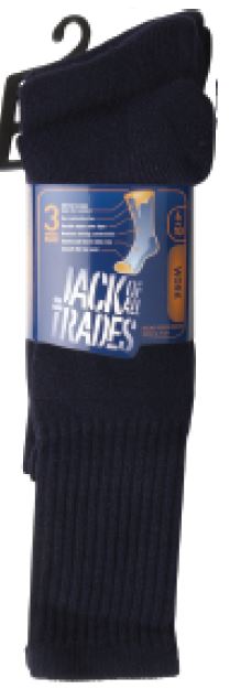 Navy 6-10 Jack of all trades 3 pack Sock High Bulk Terry Acrylic nylon
