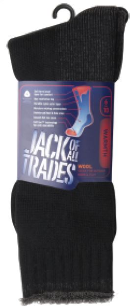 Black-grey Contrast 11-14 Wool-nylon  Outdoor Sock Full Terry Reinforced