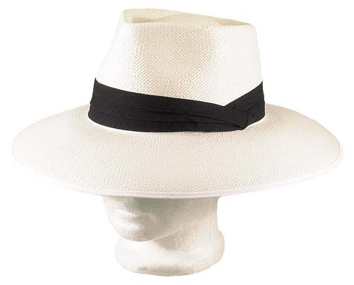 White Panama Straw Hat Green Under Brim