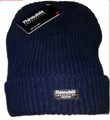 Rag Wool Knit Beanie Navy Thinsulate Lined