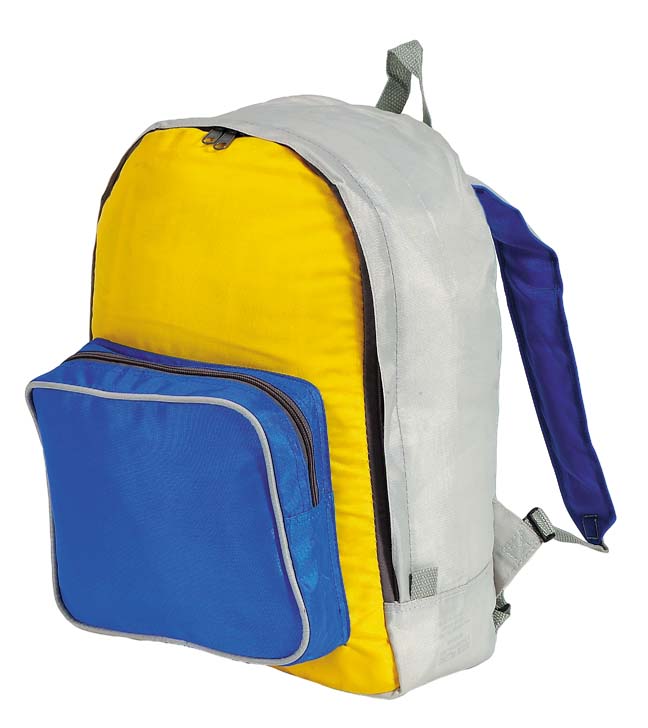 Nylon Back Pack Yellow/blue/grey