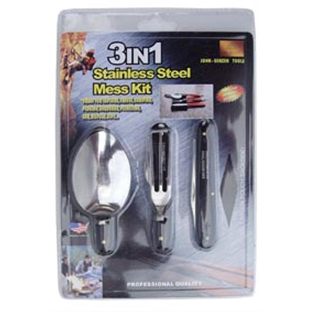 3 pce Folding Knife Fork Spoon Plastic Handle