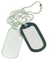 Dog Tag 2 pcs with chain+silencer Silver