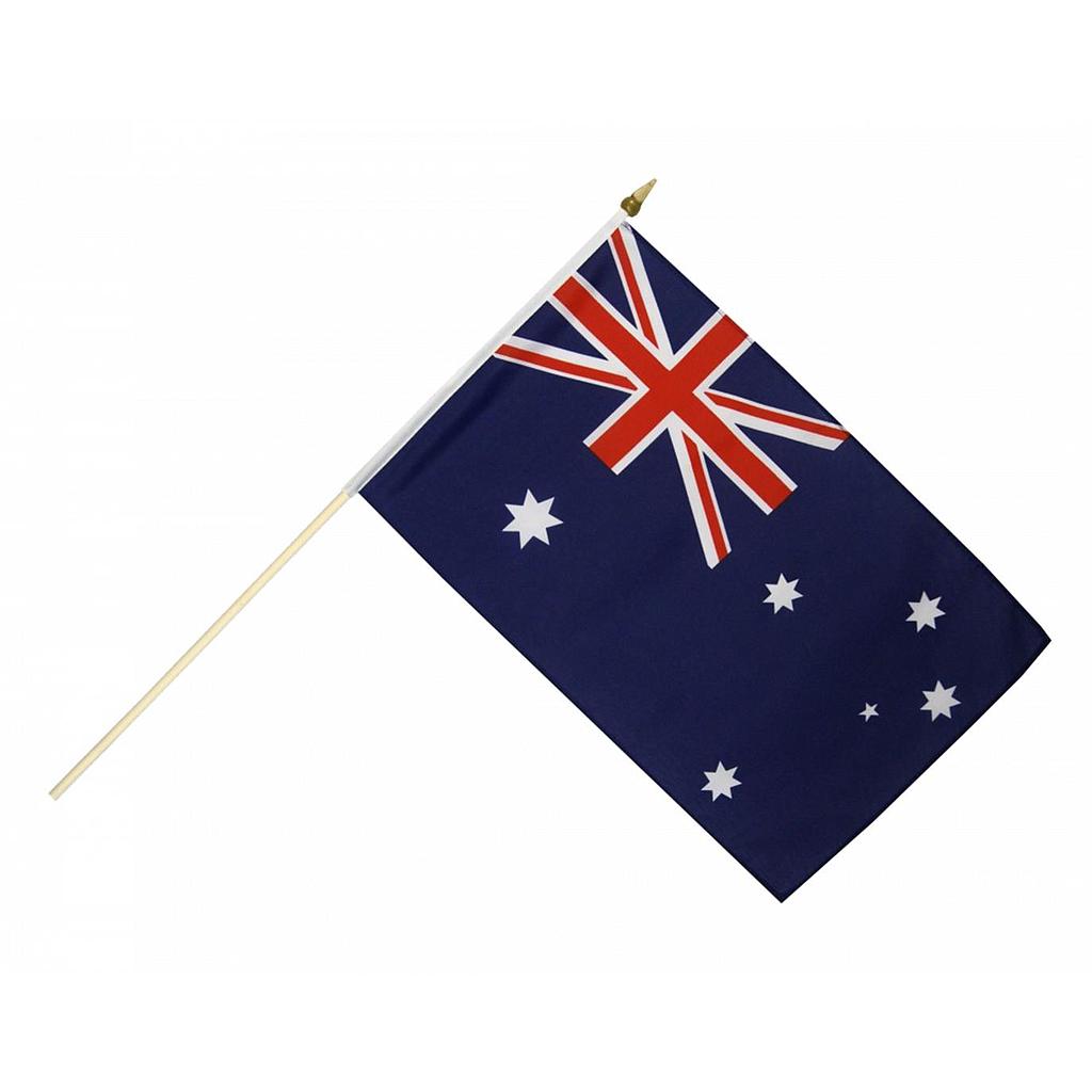 Australia Hand Flag Waver Wood Stick 14x21cm 6&quot;x9&quot;