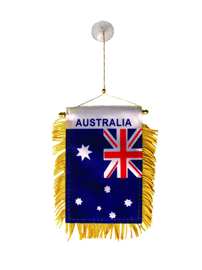 Australia Flag Banner Mini Gold Fringed