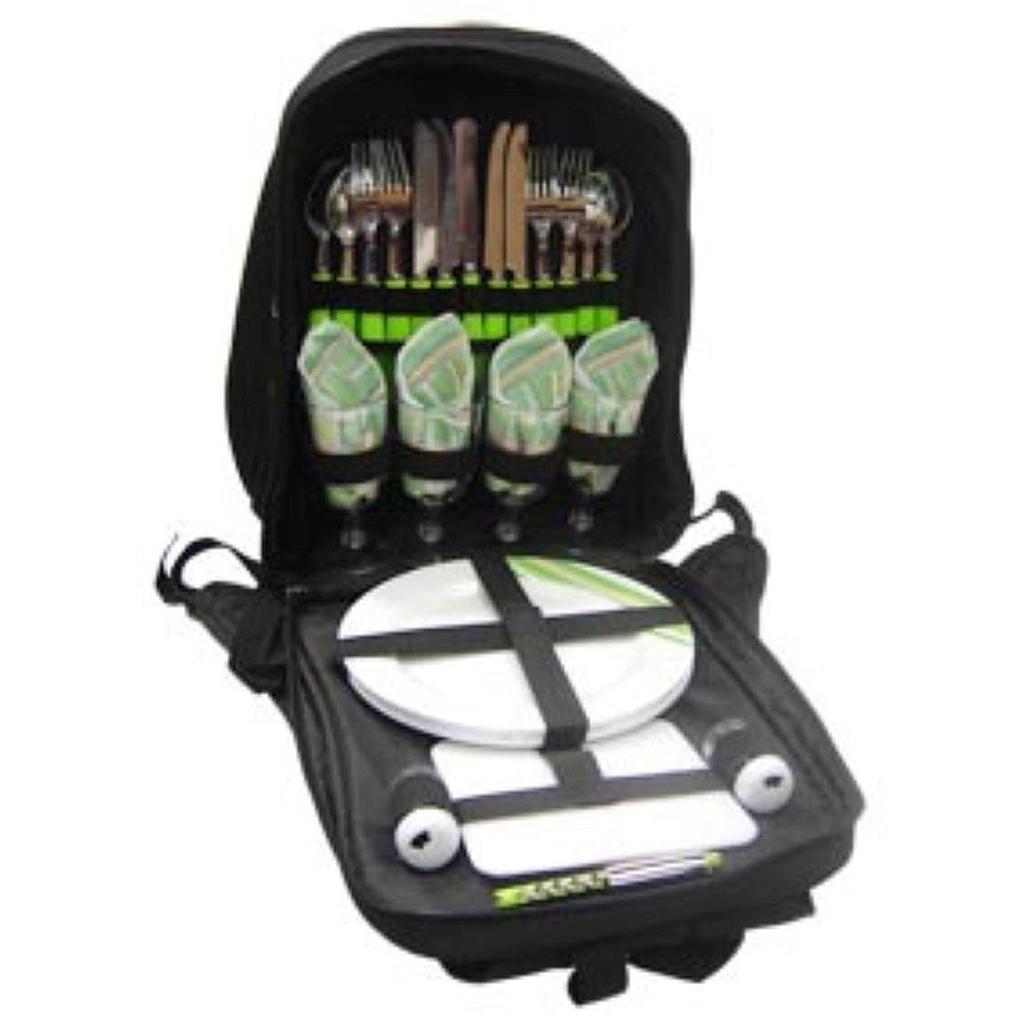 4 Person Picnic Backpack with Wine Glasses