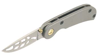 Lock Knife Grey Leaf Hole Pattern Blade