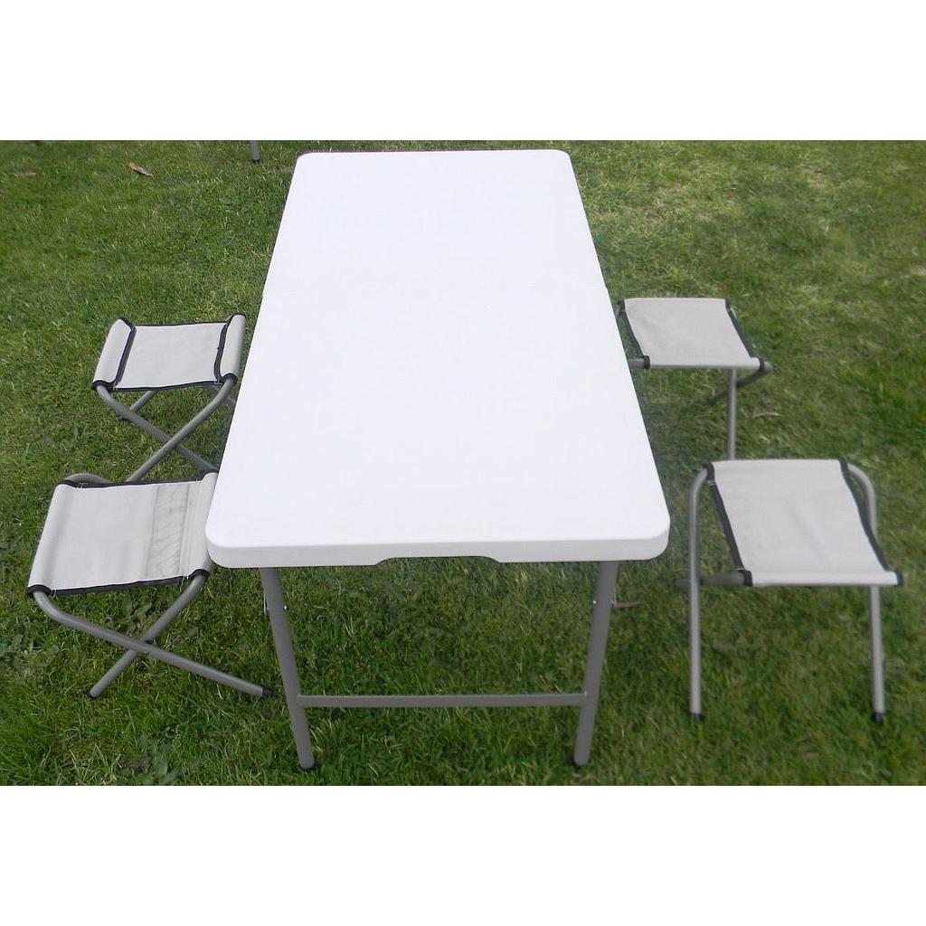 Folding Moulded Table +4 Stools 120x61x58cm