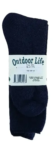 [04755]  Long Outdoor Wool Socks 80/20 Nylon Navy 12 pack