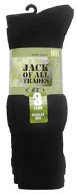 [04904]  Navy 6-10 Jack of all trades 3 pack Sock High Bulk Terry Acrylic nylon