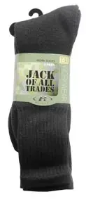 [04907]  Pk3 Jack of all trades Work sock Charcoal 11-14 Acrylic nylon High Bulk Terry