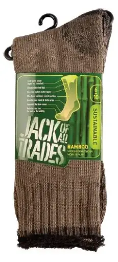 [04922]  Taupe-black Contrast 6-10 Bamboo-nylon Outdoor Sock Full Terry Reinforced