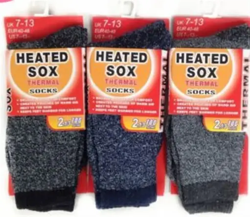 [04954-12]  Mens Heated Thermal Socks 6-11 12 pairs
