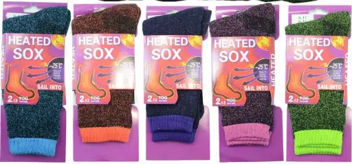 [04955-12]  Ladies Heated Thermal Socks 2-8 12 pairs