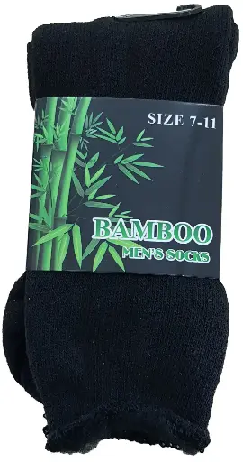 [04977-12]  12 pairs Bamboo Socks Black 7-11 75/25 Bamboo Polyester