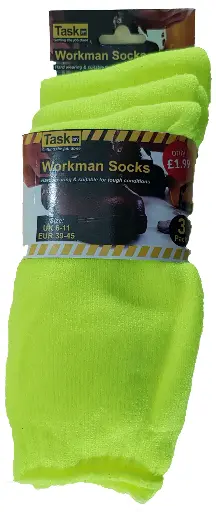 [05120]  3-Pack Tradesmans Work Socks Flouro Green 60/20 Cotton Polyester 20%mixed